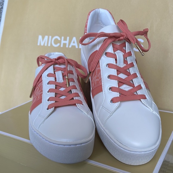 MICHAEL KORS POPPY STRIPE LACE UP NAPPA FAUX LEATHER SHERBERT WMNS - Picture 6 of 16